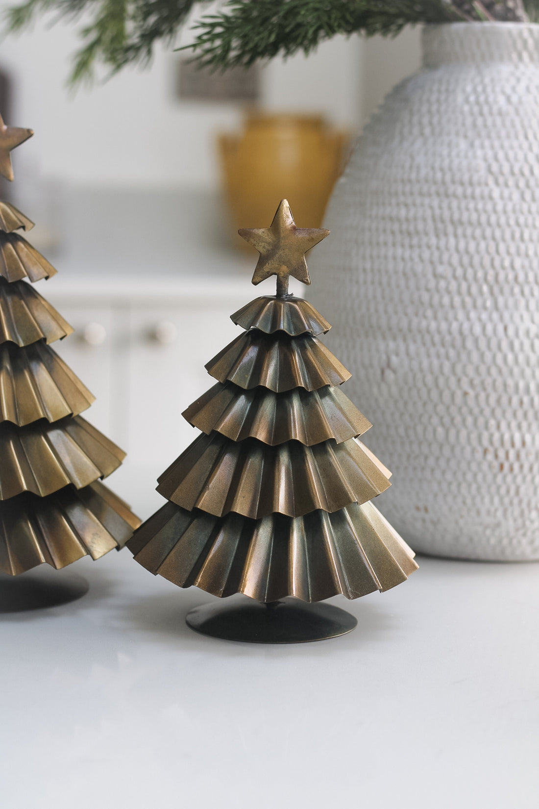 Rustic Fluted Gold Christmas Tree with Star