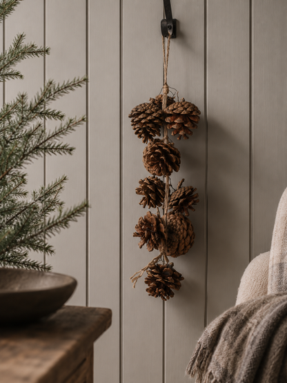 Rustic Jute Hanging Pinecones