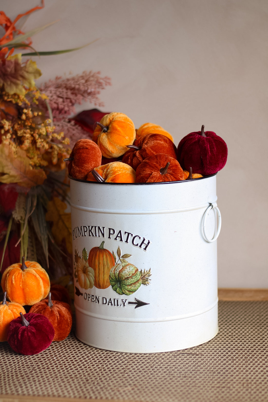 Decorative bucket labeled &