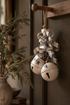 Rustic White Bells with Curly Silver Metal Ribbon