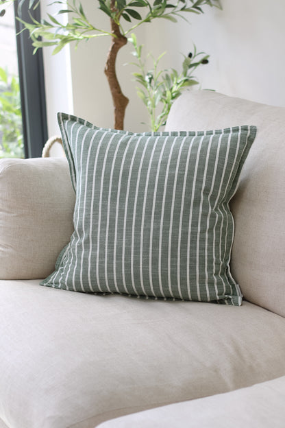 Rydal Eucalyptus Green Striped Cushion
