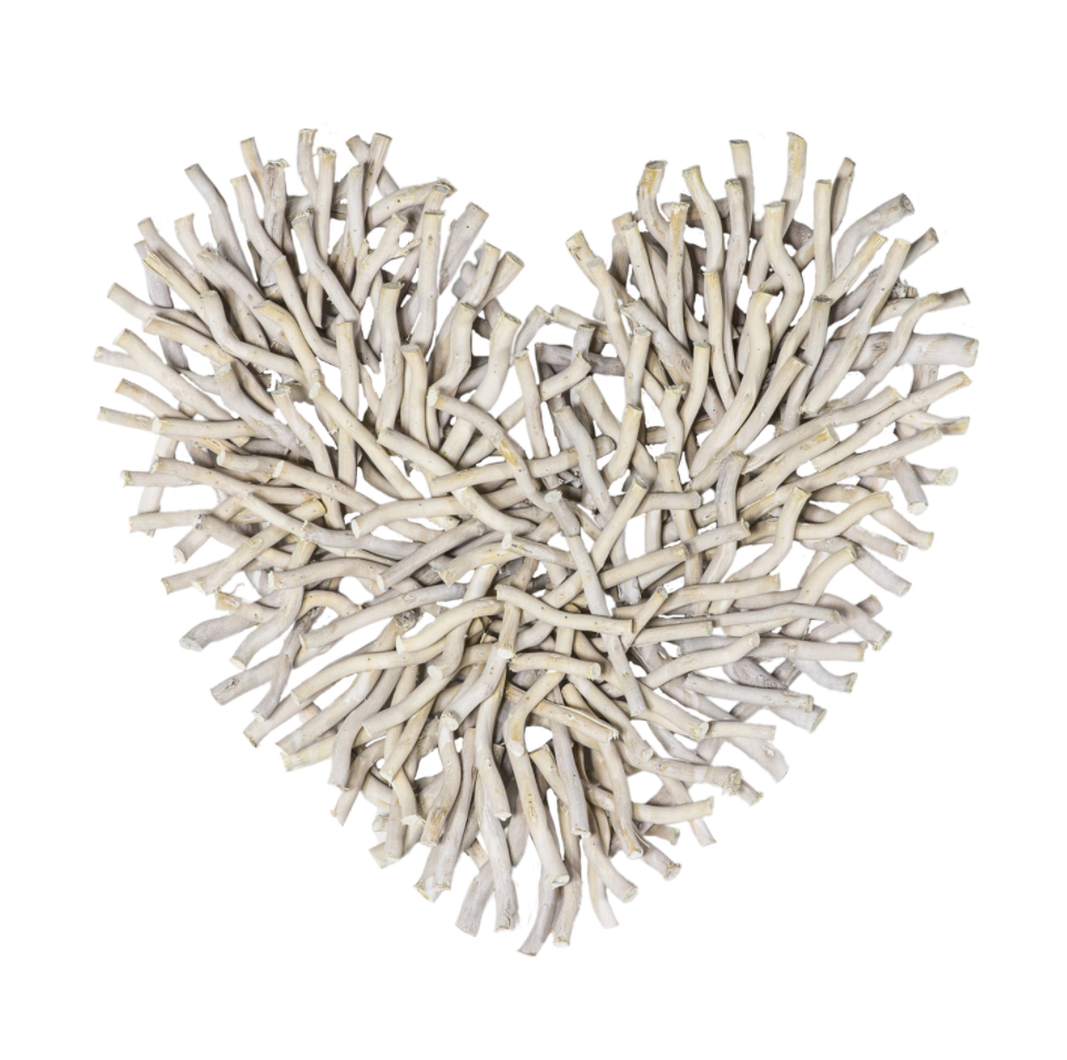 Whitewashed Willow Twig Heart