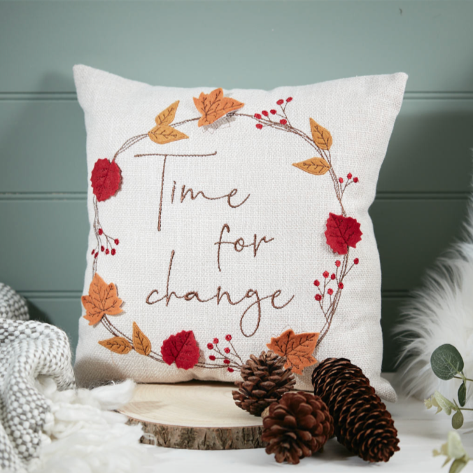 Time For Change Leaves Cushion