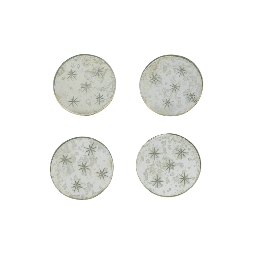 Mirrored Glass Starry Coasters | Set of 4