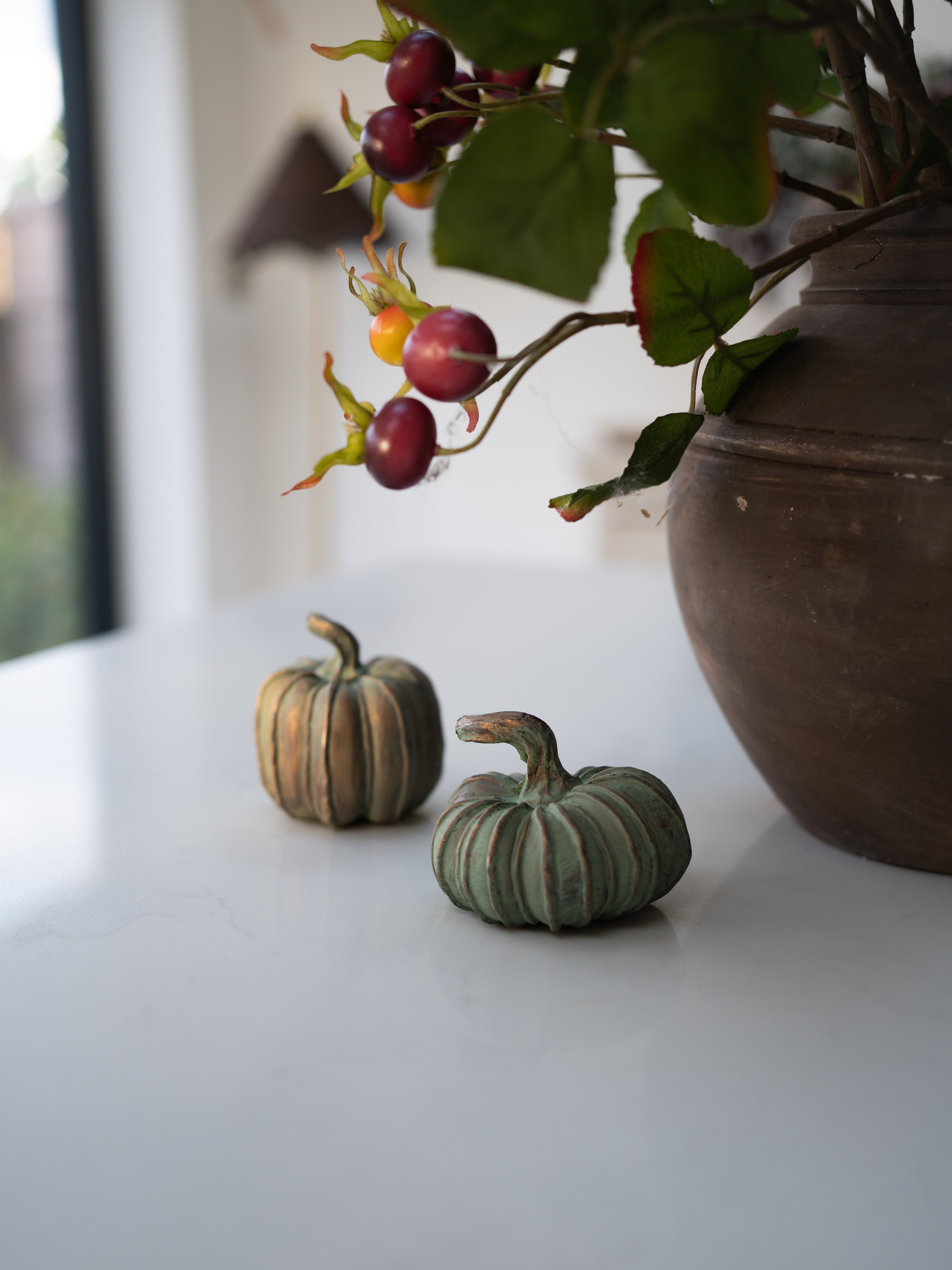 Set of 4 Verdigris Pumpkins