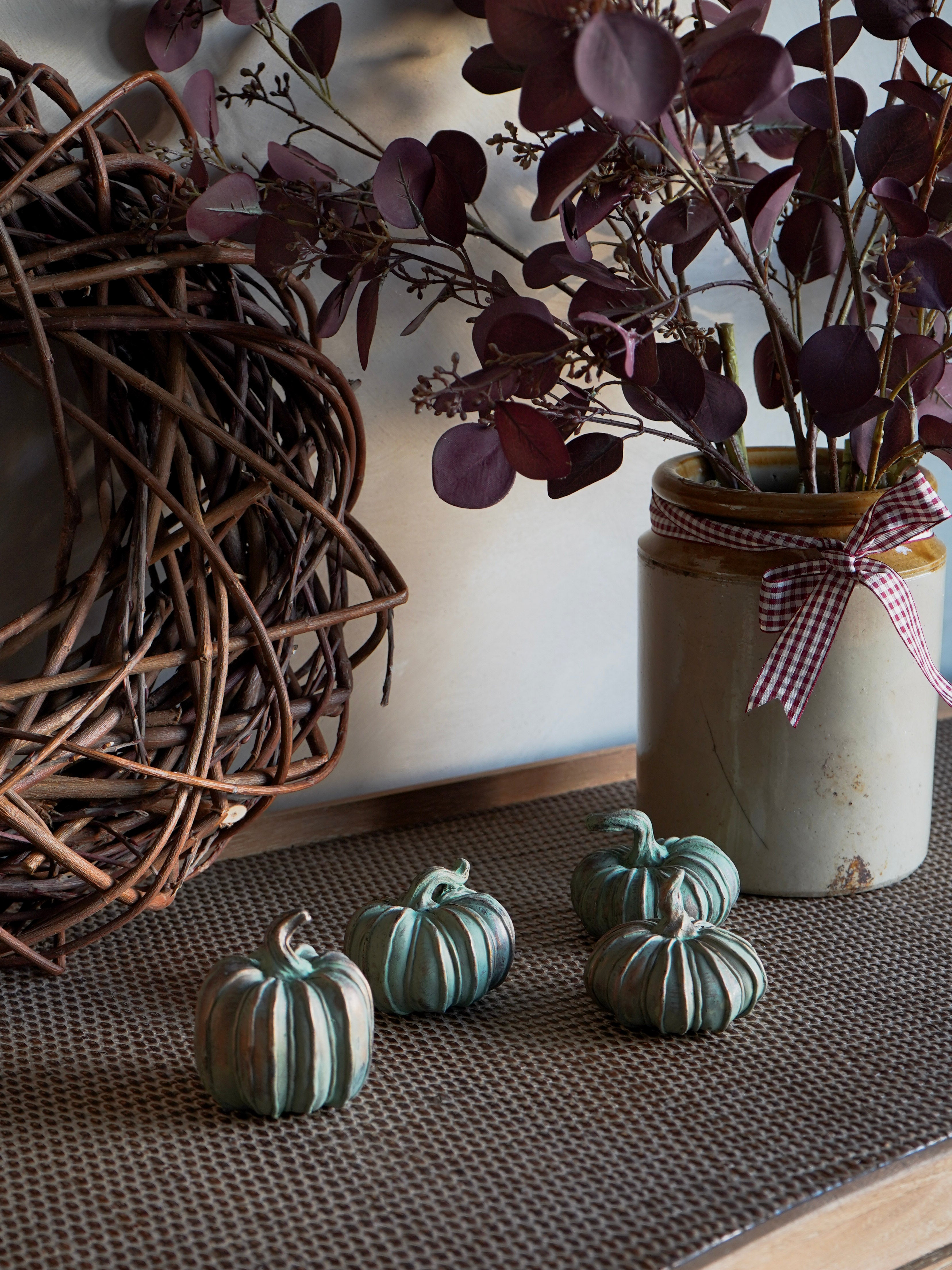 Set of 4 Verdigris Pumpkins