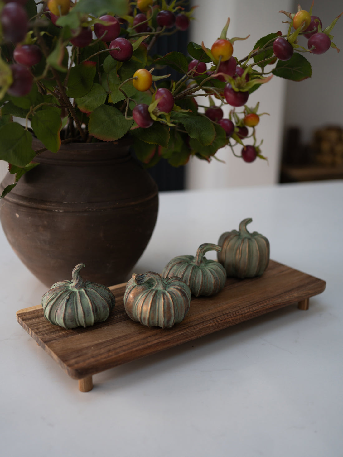 Set of 4 Verdigris Pumpkins 0054