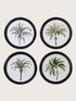 Set of 4 round palm tree wall art pictures