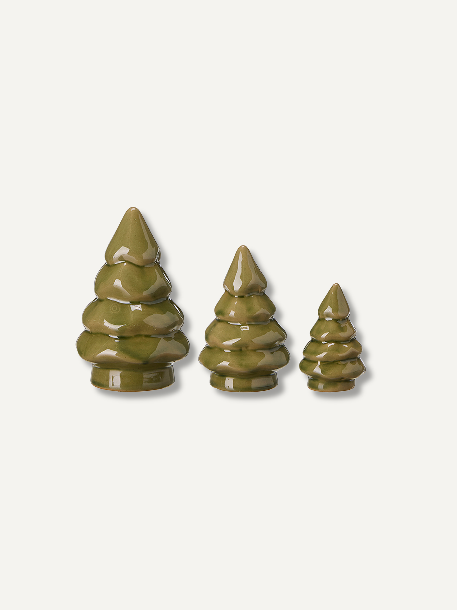 Set of Green Porcelain Christmas Trees