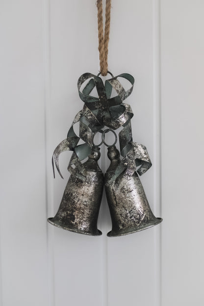 Set of Rustic Metal Bells with Ribbons