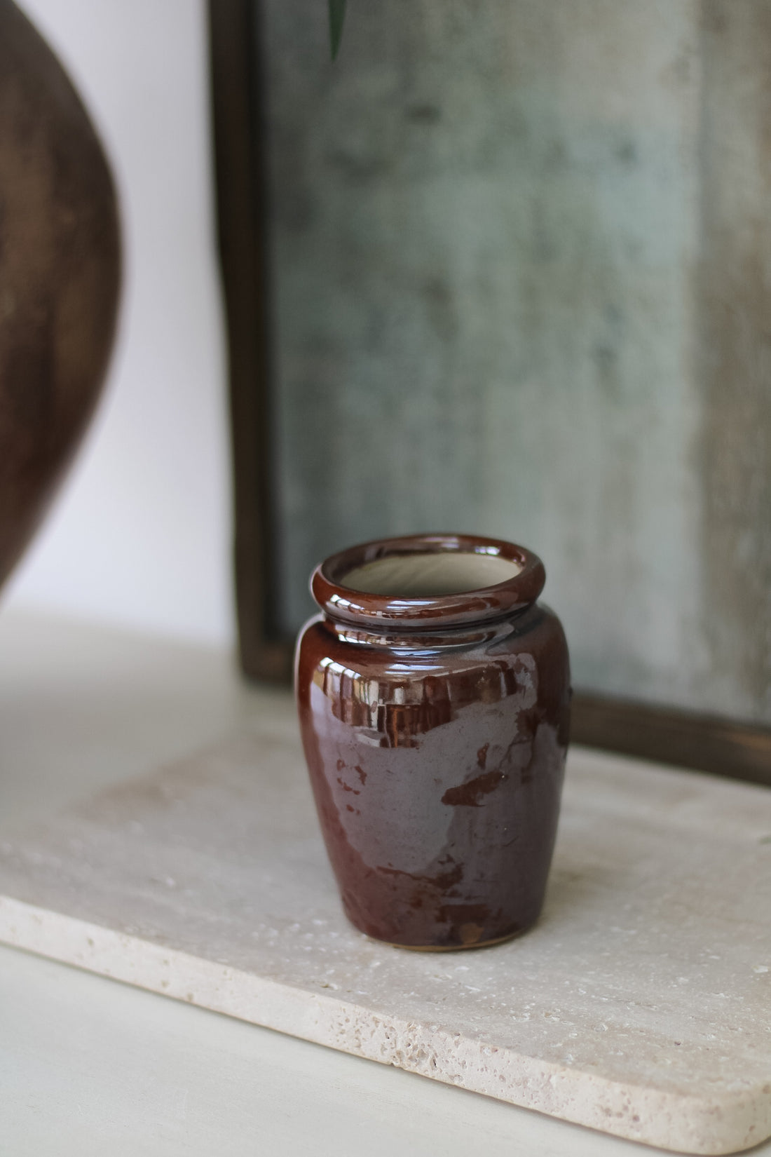 Small Brown Decorative Vintage Pot