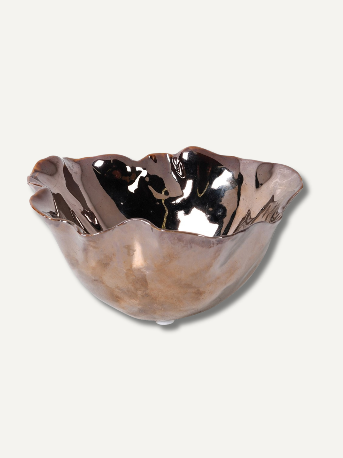 Small Copper Wave Edged decorative bowl