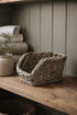 Small Rattan Tabletop Oblong Storage Basket