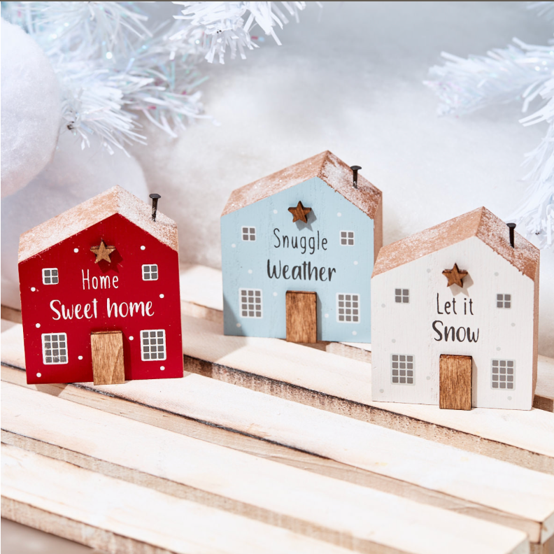 Mini Snowy Christmas House Blocks | Set of 3
