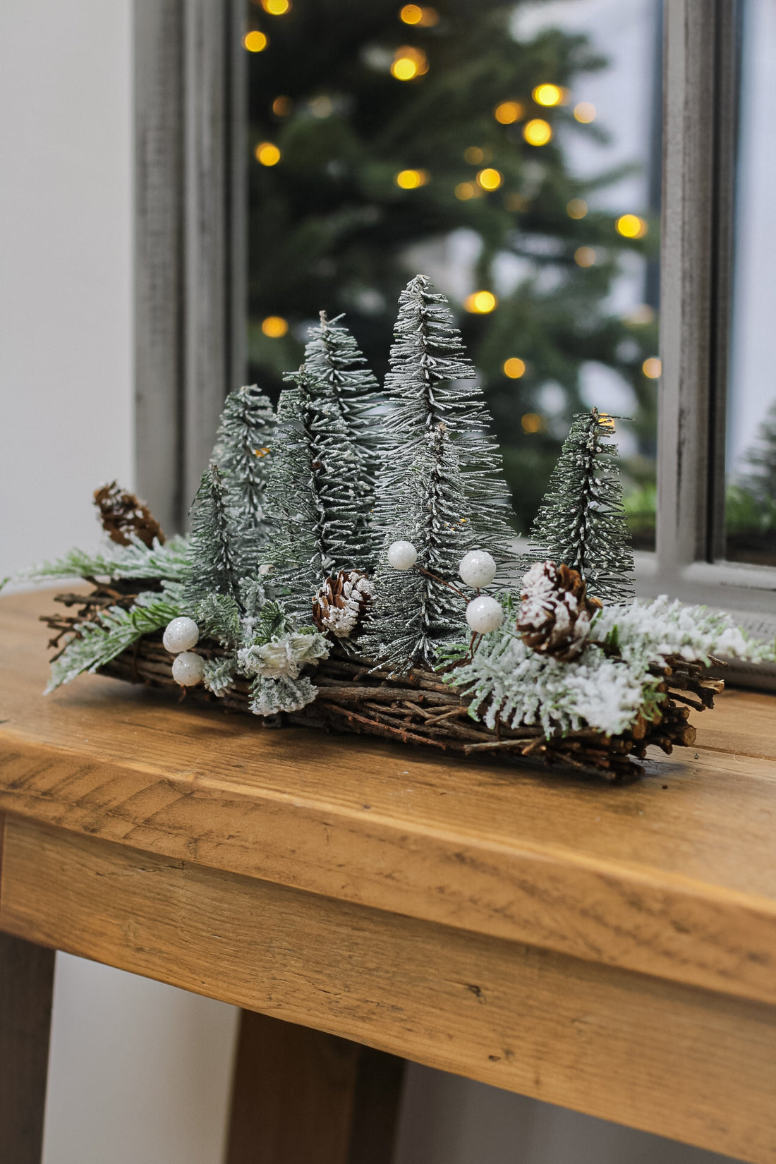 Snowy Trees on Wooden Base for christmas decorations