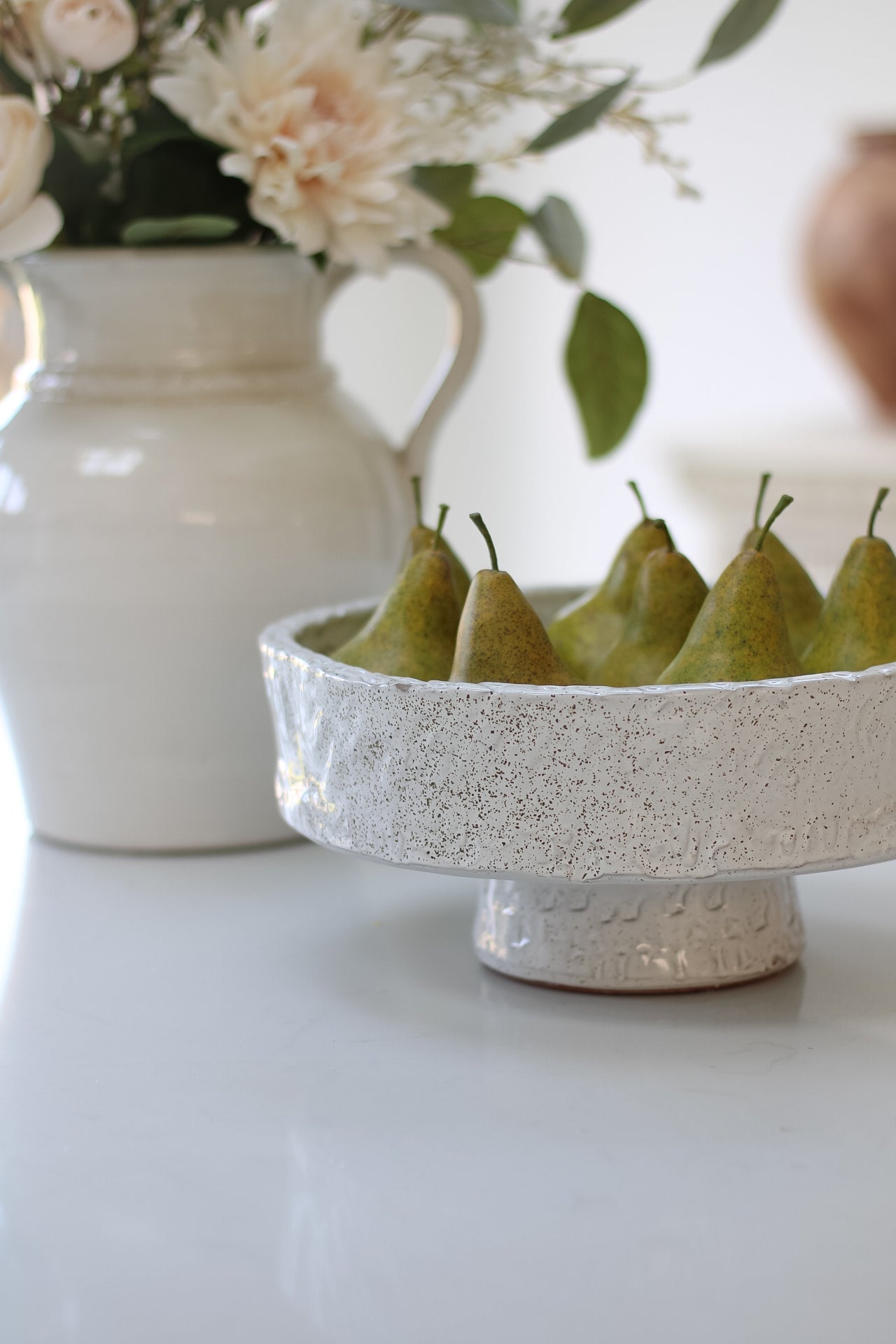 Soft Grey Textured Pedestal Bowl