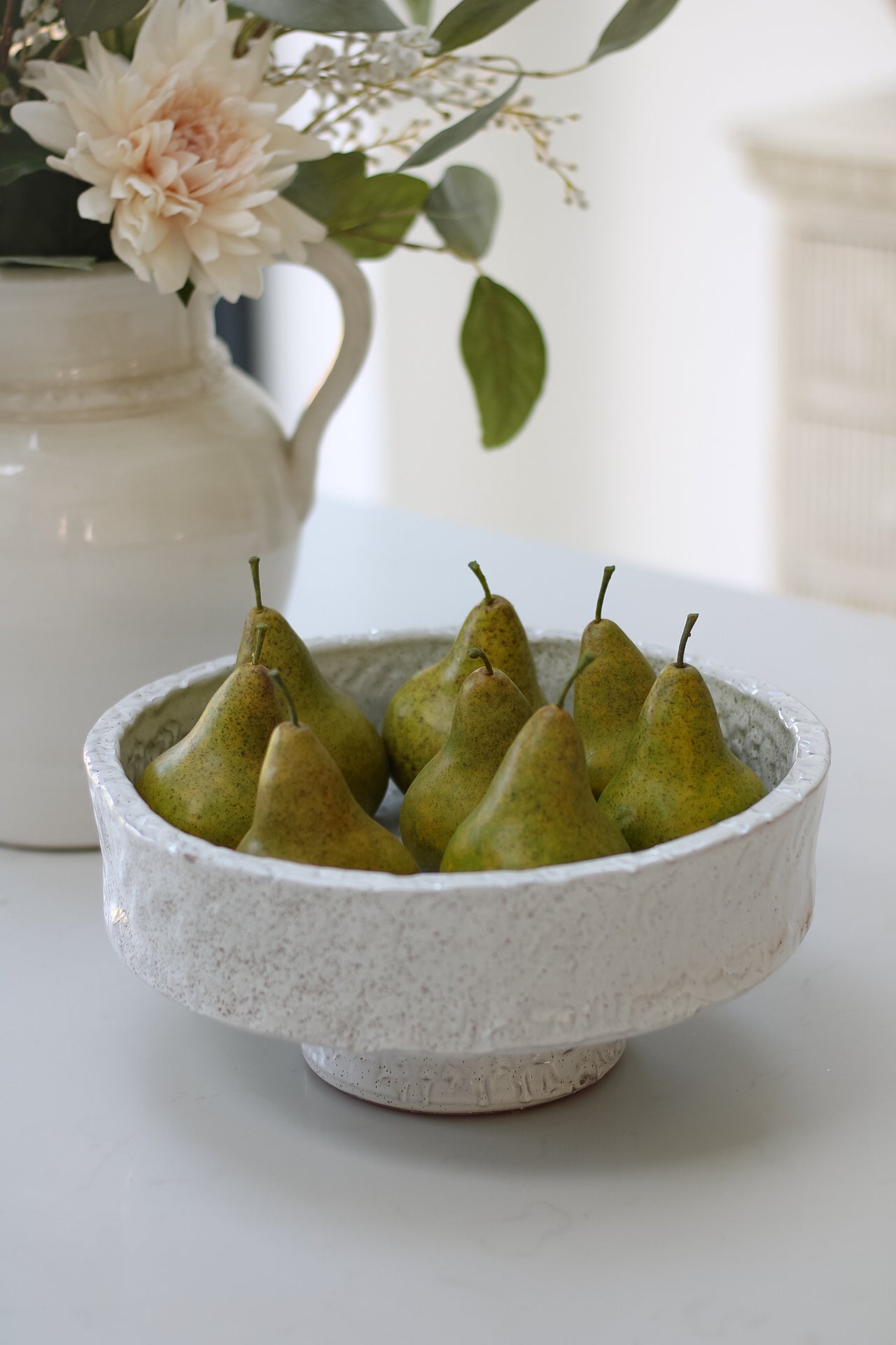 Soft Grey Textured Pedestal Bowl