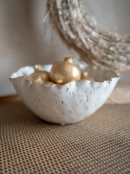 Speckled Reactive Glazed Bowl &amp; Six Gold Pomegranates Styling Bundle