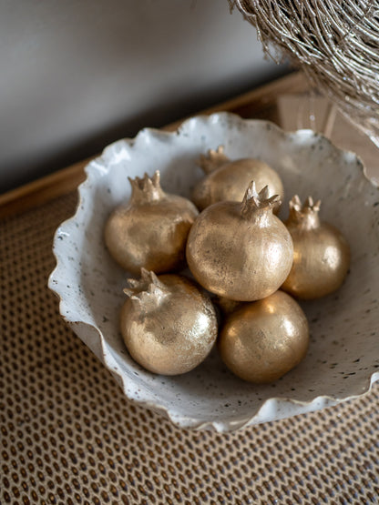 Speckled Reactive Glazed Bowl &amp; Six Gold Pomegranates Styling Bundle