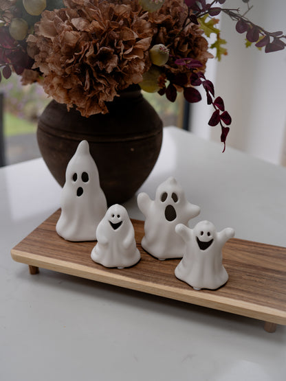 Spooky Ceramic Ghosts &amp; Wooden Tray Styling Bundle
