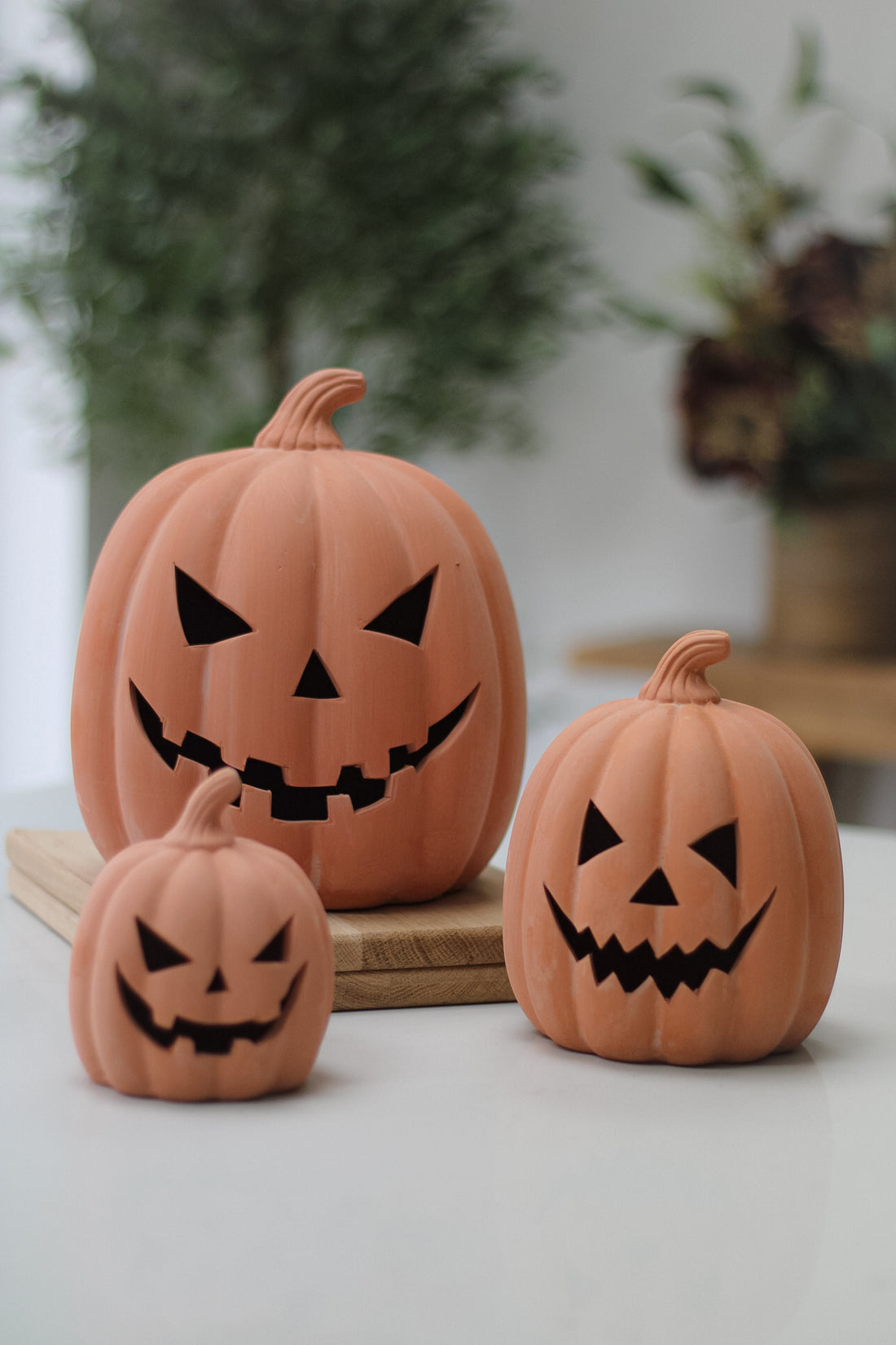 Spooky Face Terracotta Pumpkin Decoration