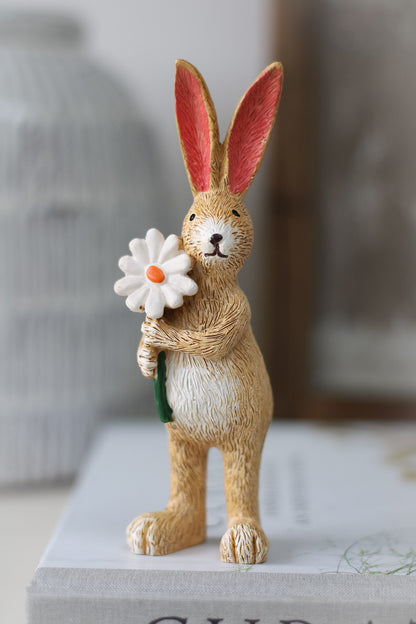 Spring Rabbit Ornament with daisy for spring decor