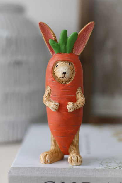 Spring Rabbit Ornament dressed as a carrot for spring decor