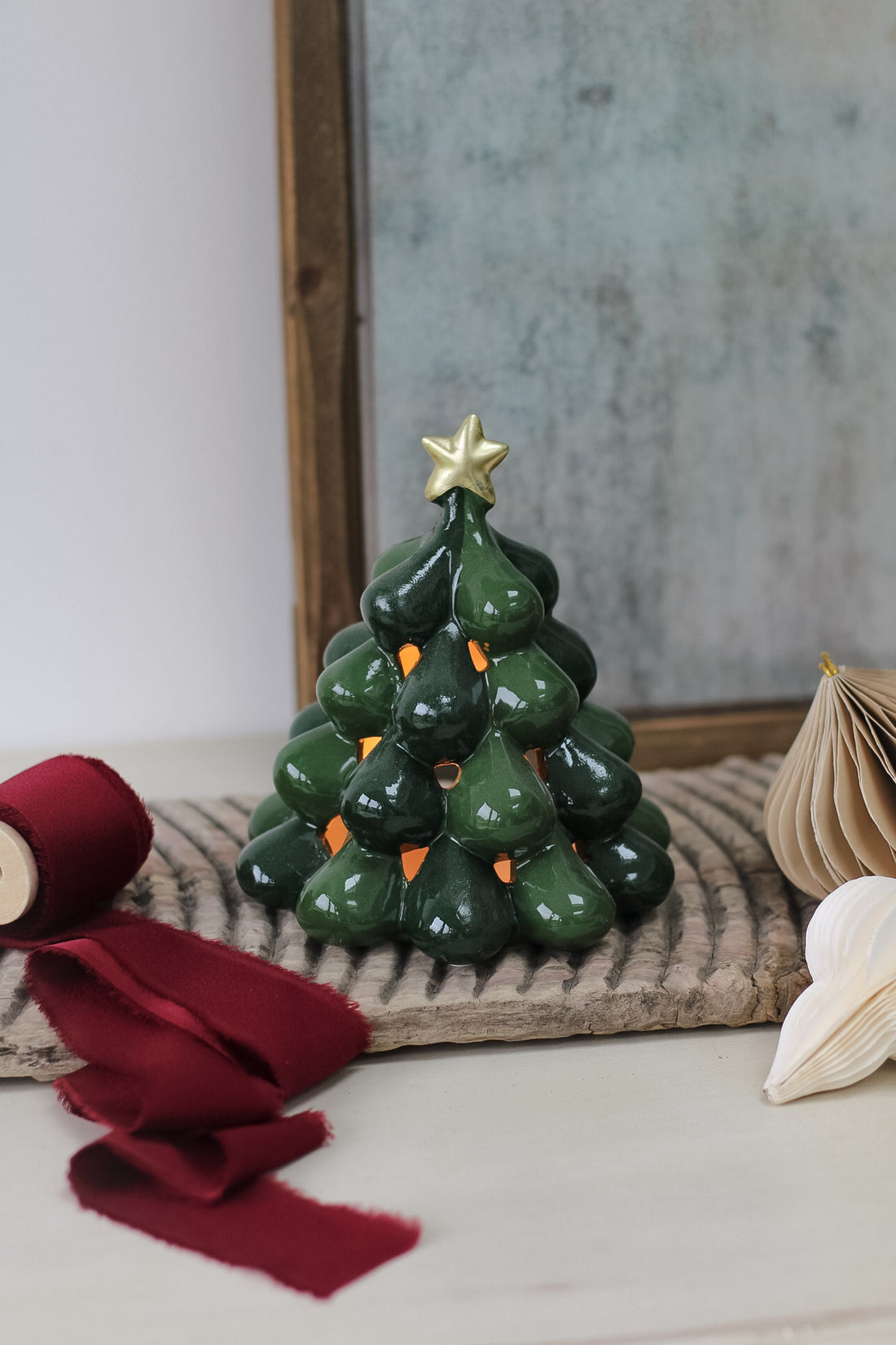 Stoneware Christmas Tree Tea Light Holder