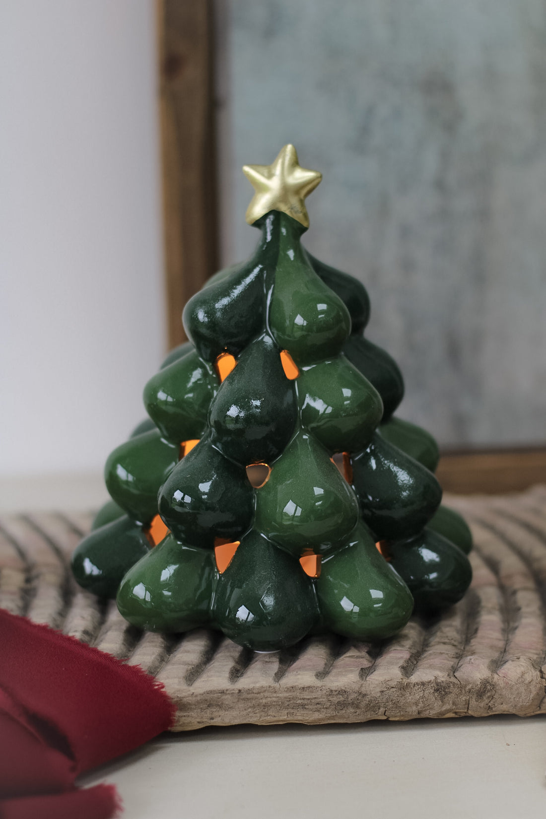 Stoneware Christmas Tree Tea Light Holder
