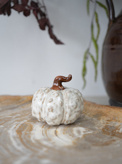 white ceramic knobbly pumpkin autumn ornament