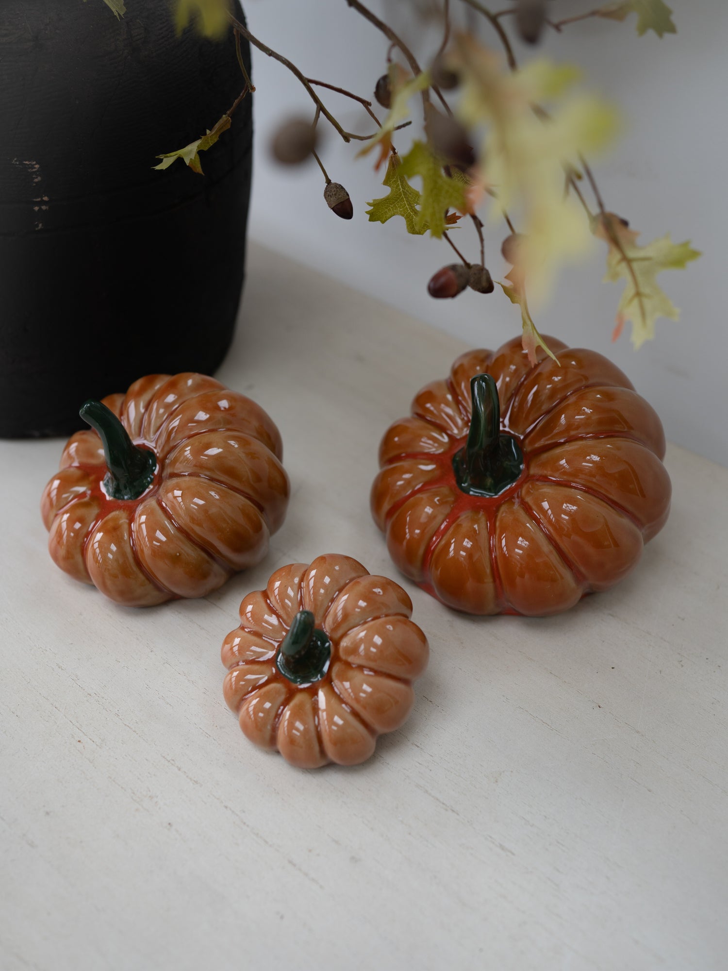 Stoneware Orange Squashed Pumpkin Ornament