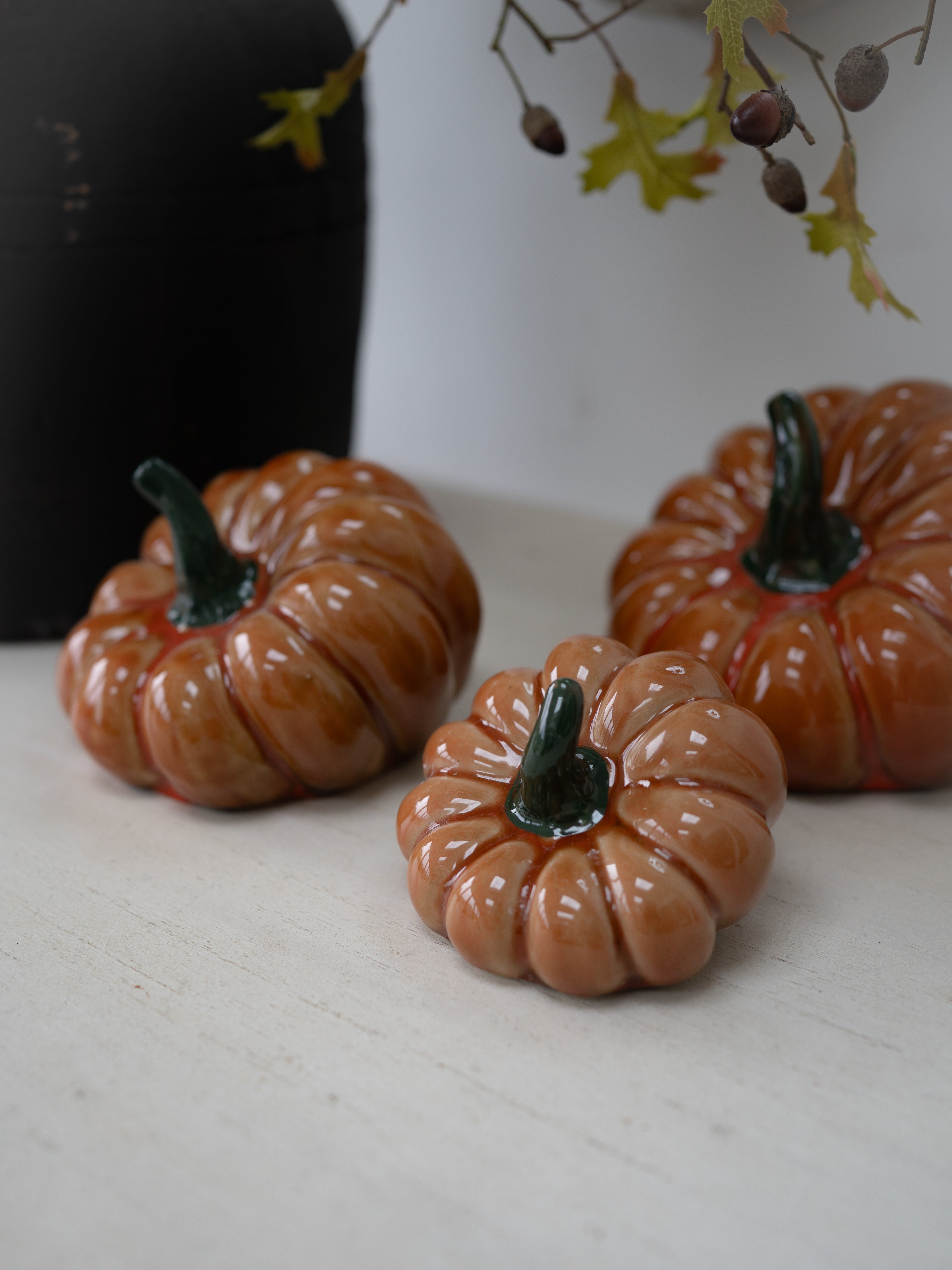 Stoneware Orange Squashed Pumpkin Ornament