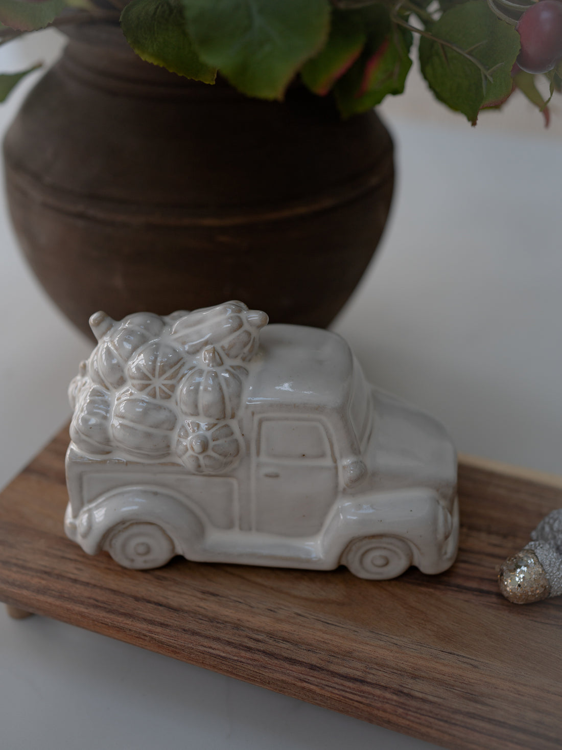 Stoneware Pumpkin Truck Ornament