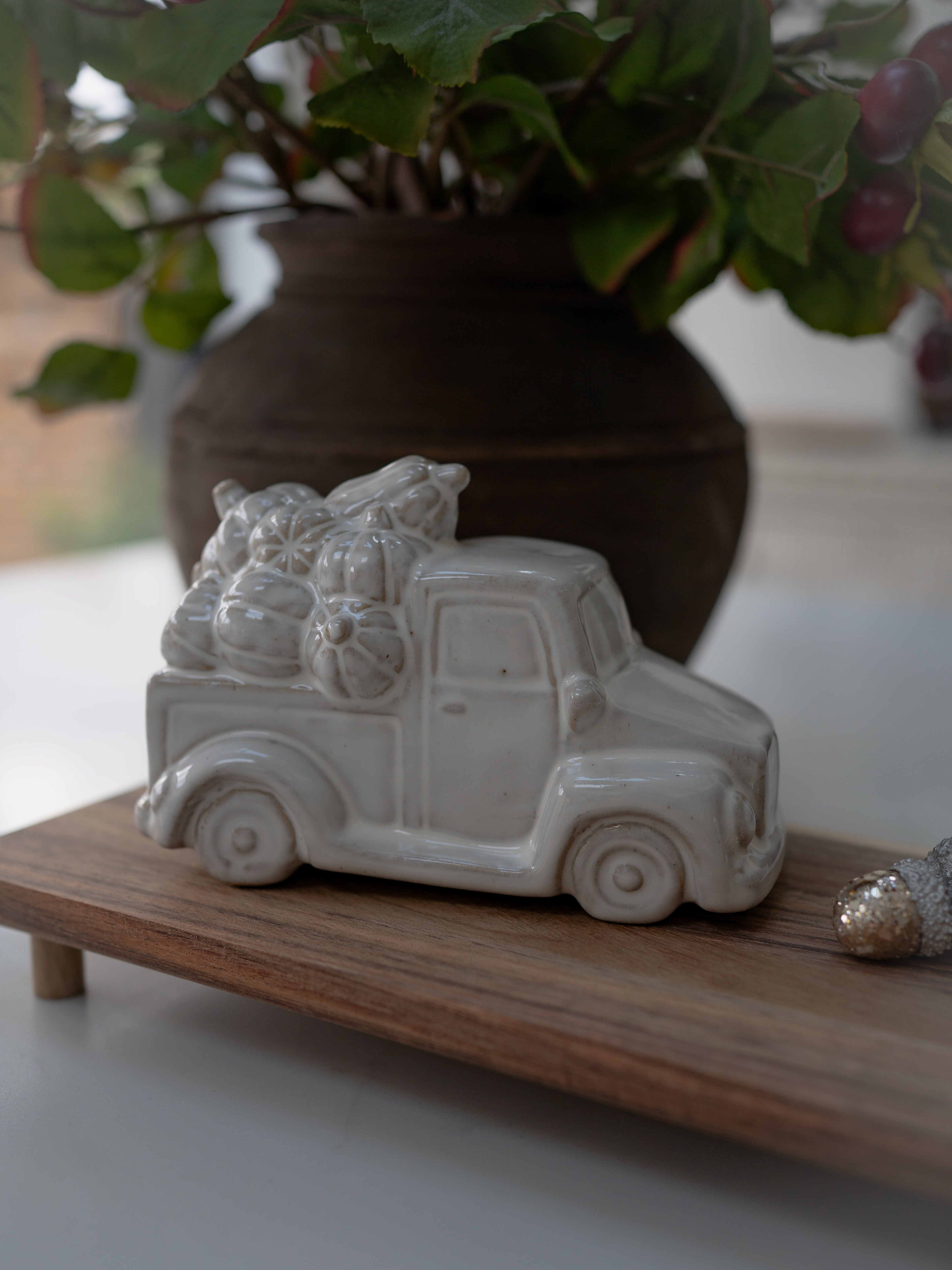 Stoneware Pumpkin Truck Ornament