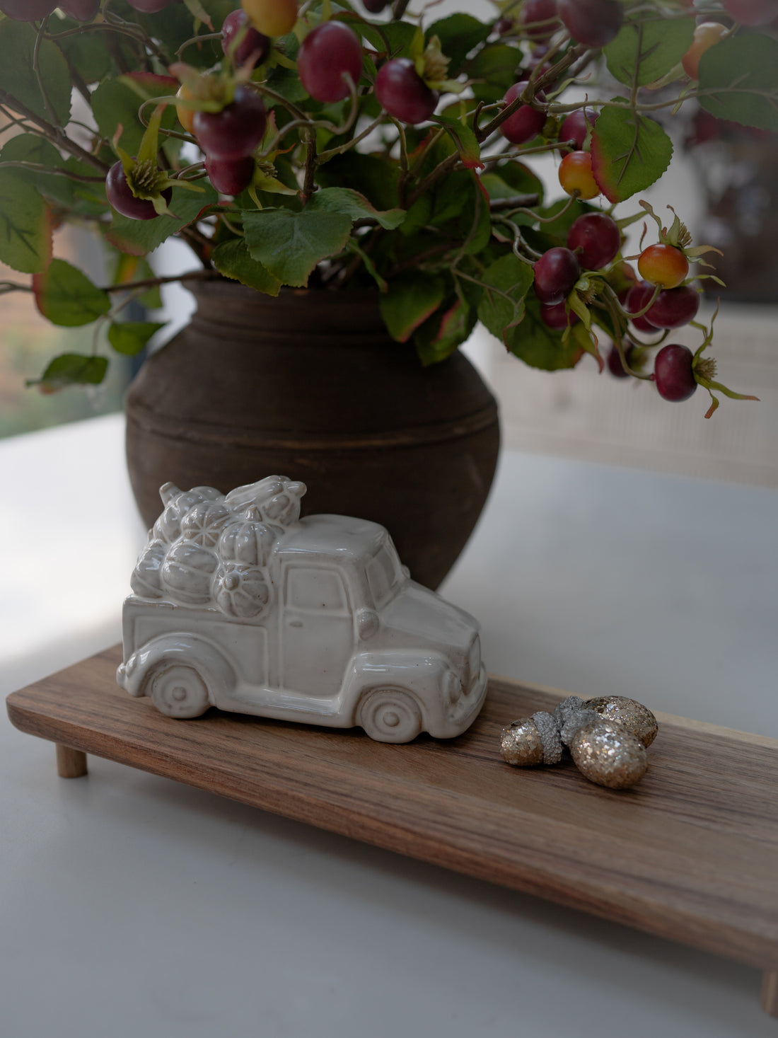 Stoneware Pumpkin Truck Ornament