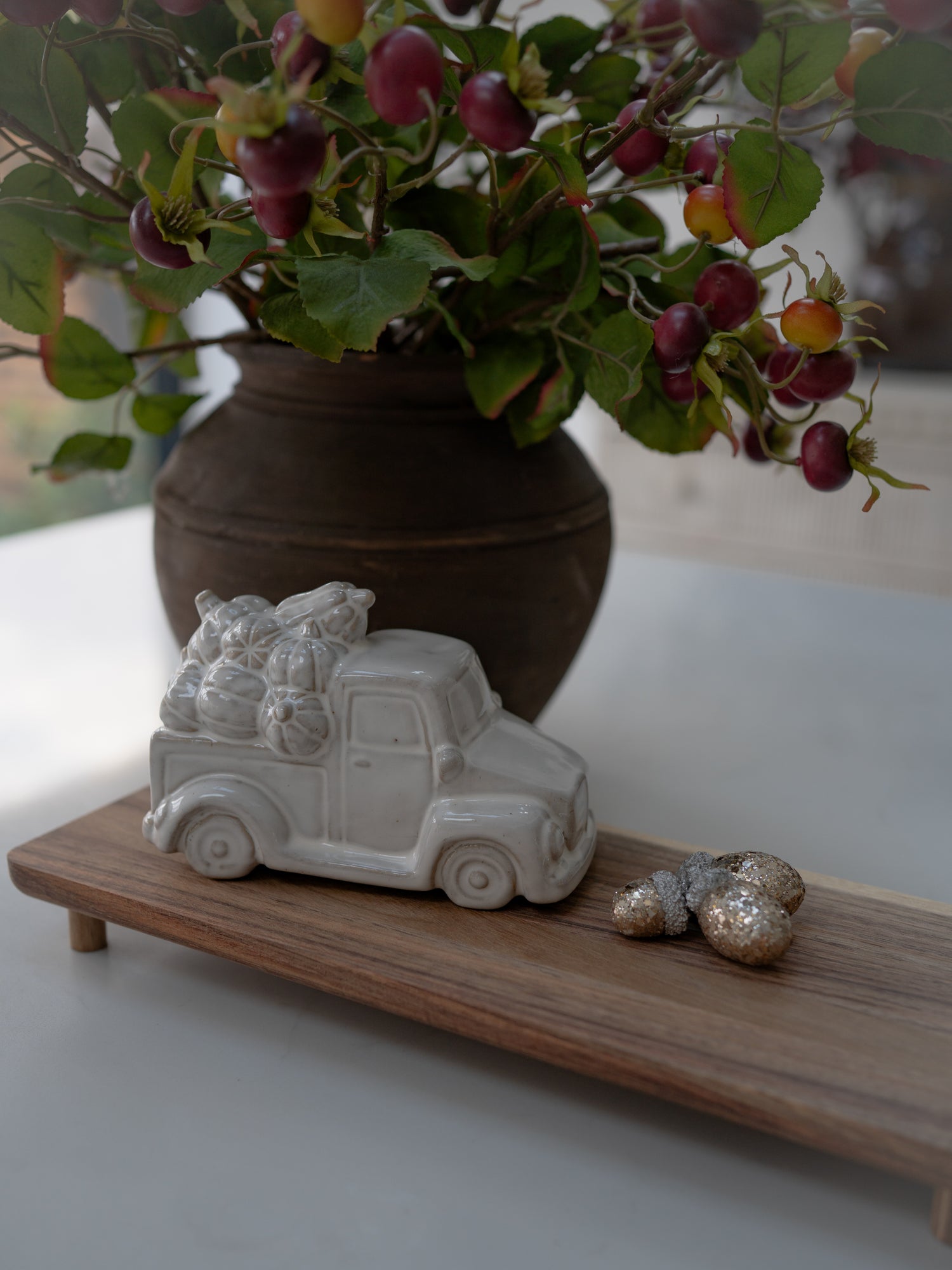 Stoneware Pumpkin Truck Ornament