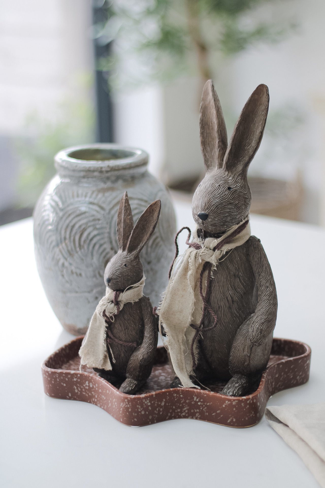 Standing Rabbit Decorations Tall Standing Bunny Rabbit Ornament - Ivy Grey Interiors