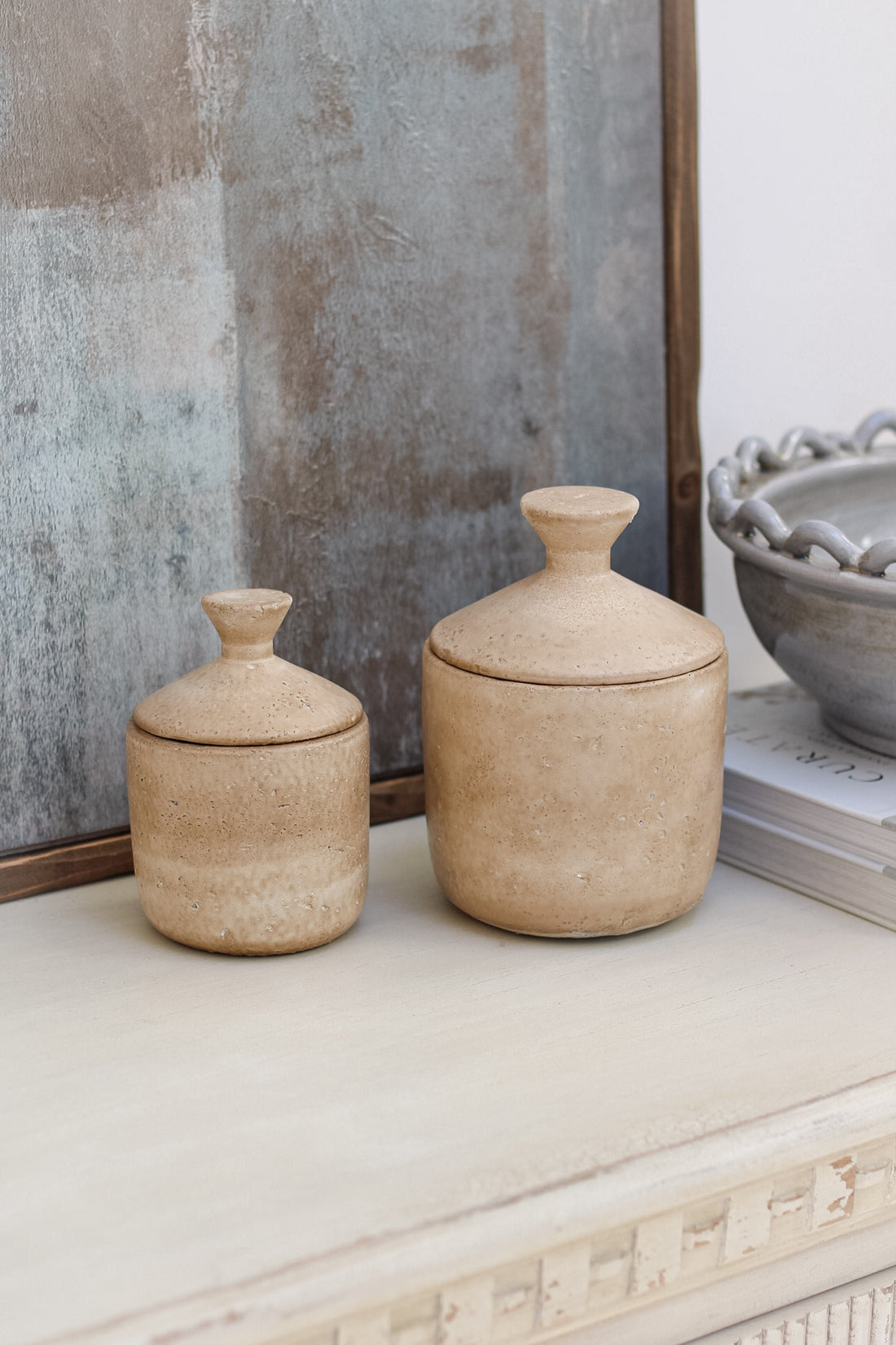 Taupe Textured Lidded Jar 001