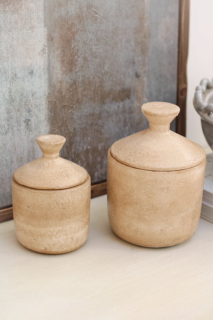 Taupe Textured Lidded Jar 003