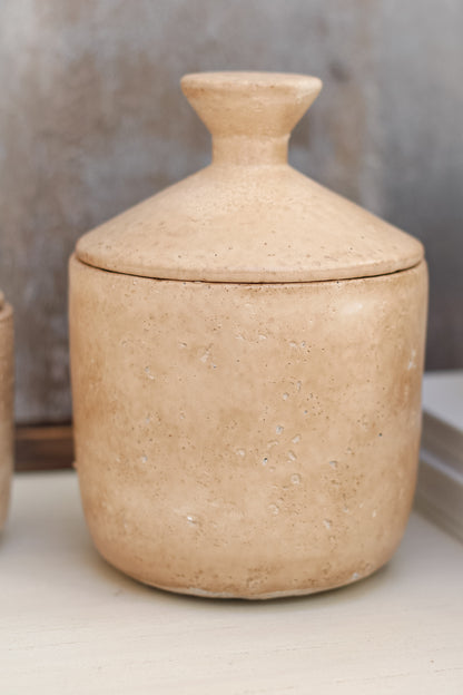 Taupe Textured Lidded Jar 005
