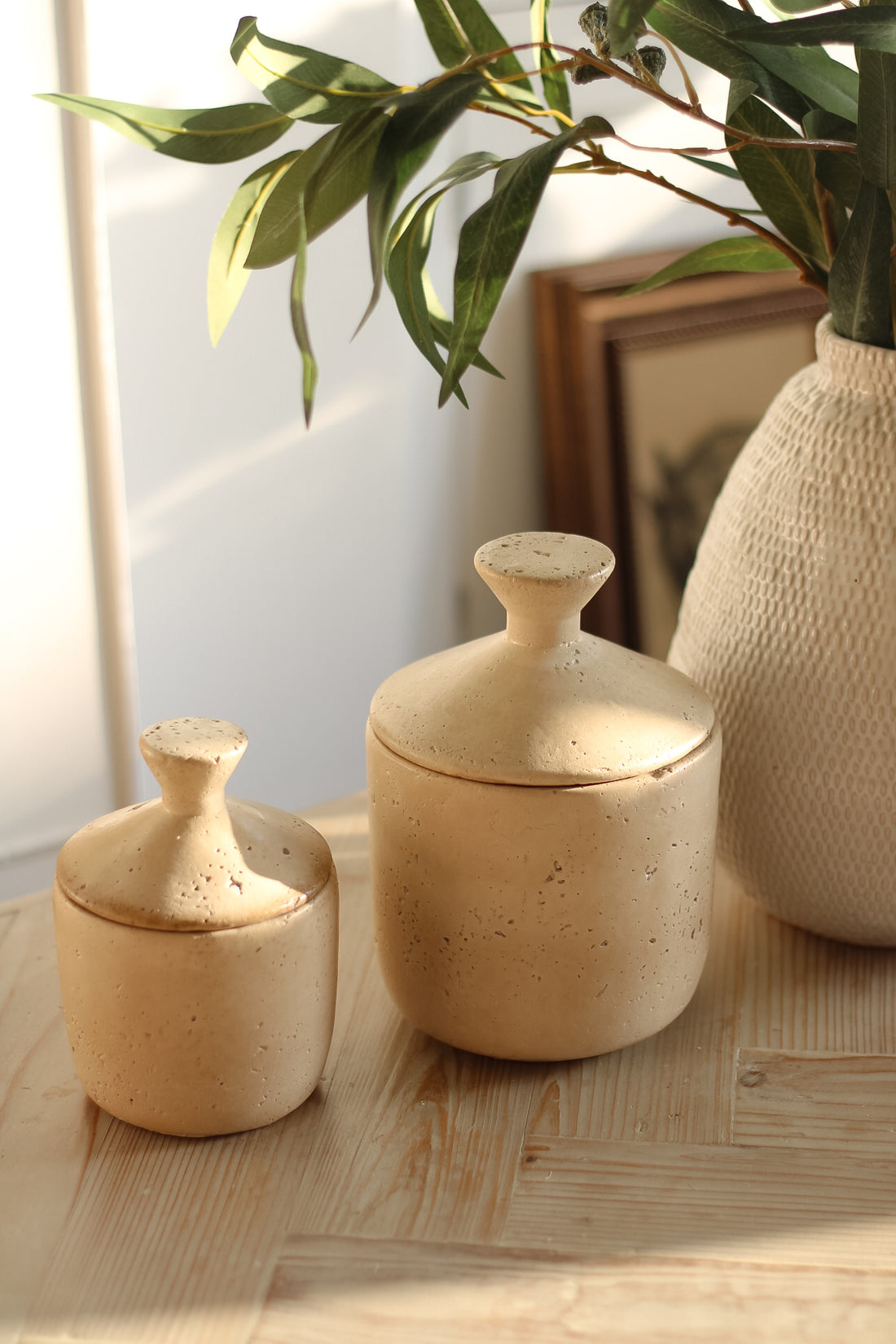 Taupe Textured Lidded Jar