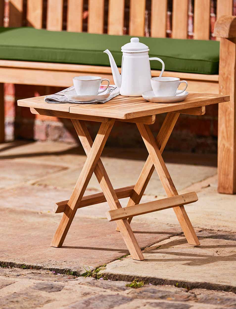 Teak Square Folding Garden Side Table Ivy Grey Interiors
