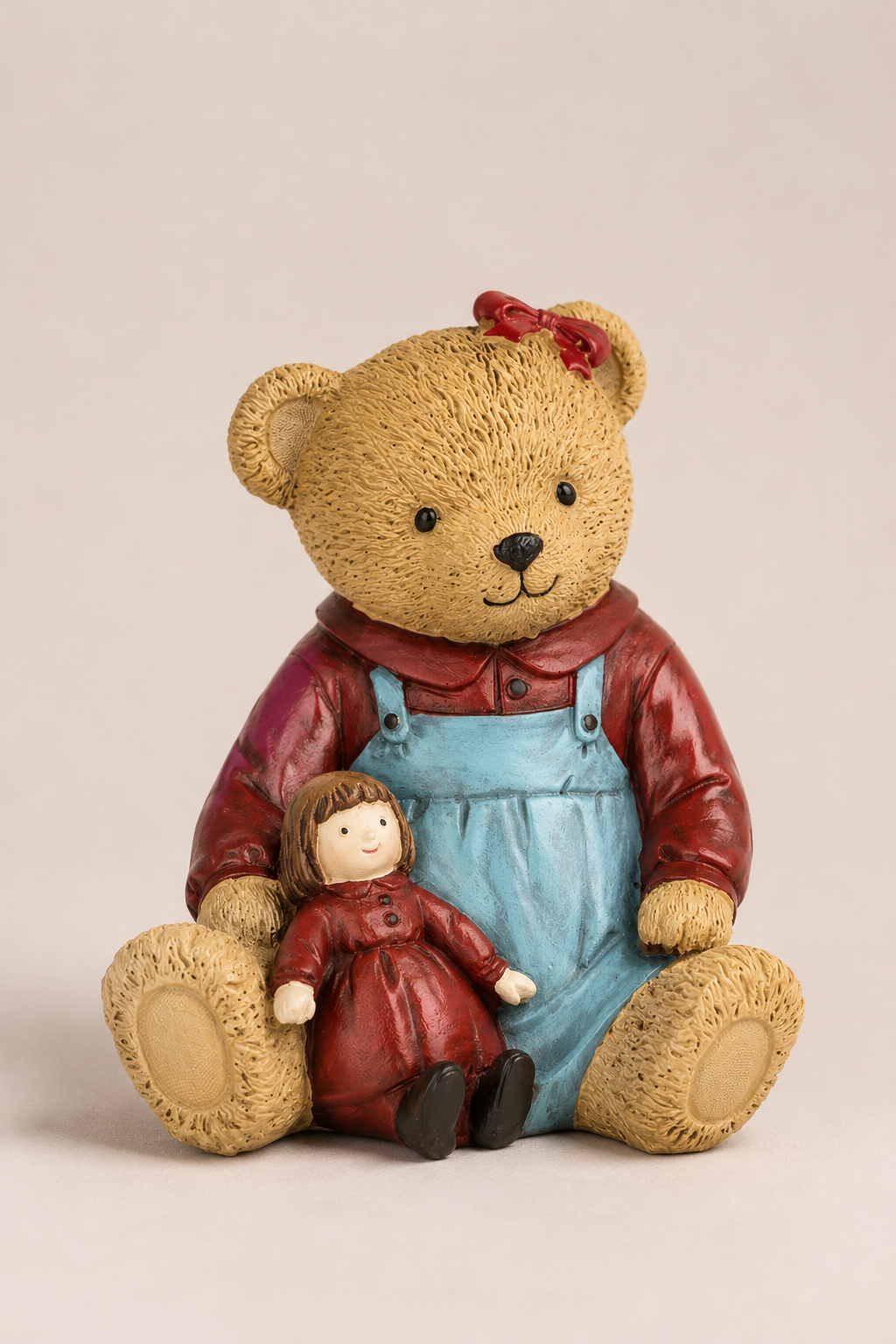 Christmas Bear Ornament in Dress with Dolly