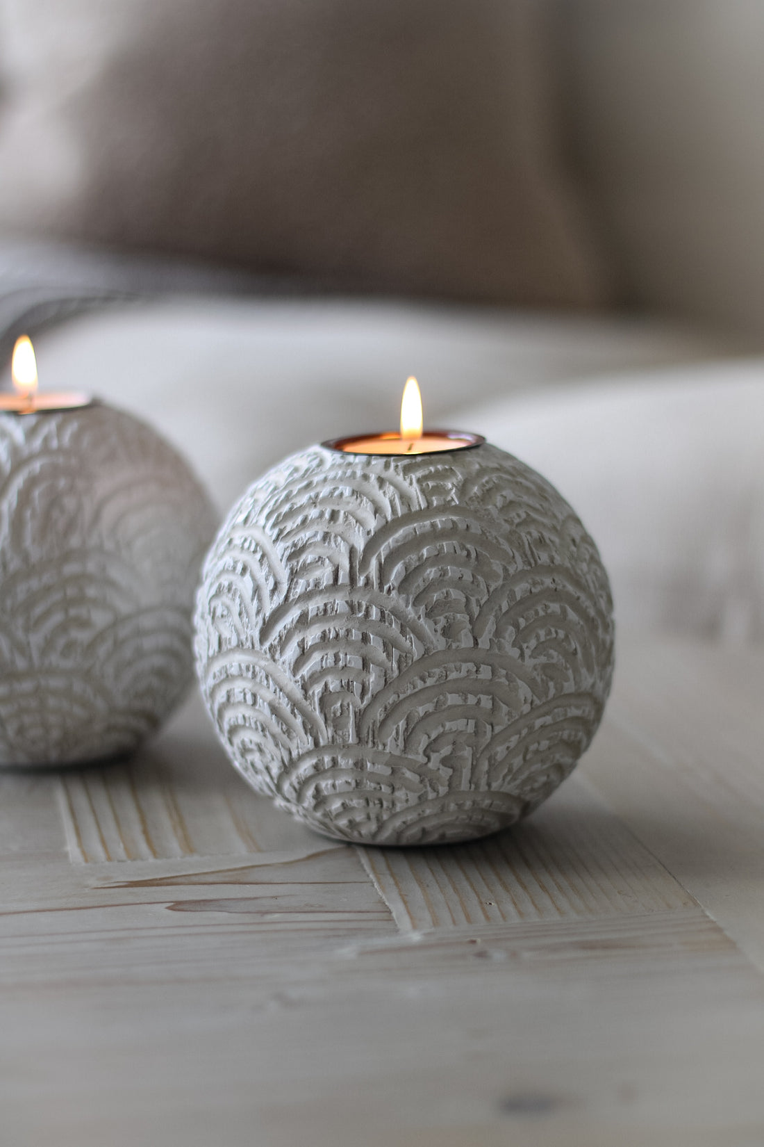 Textured Scallop Tea Light Holders | Set of 3