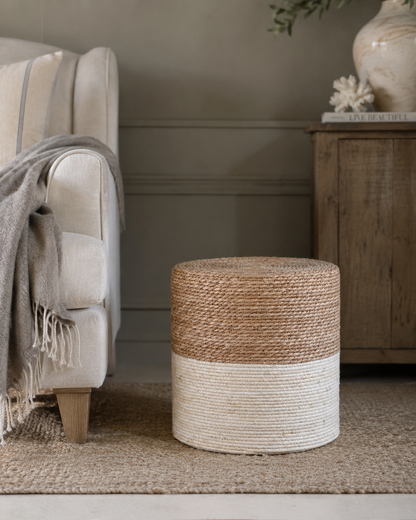 Textured Woven Rope Drum Stool