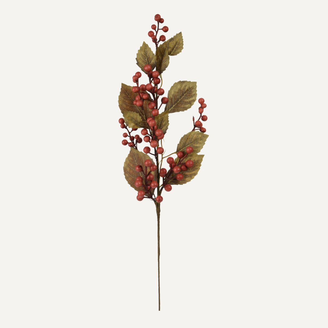 Leafy Autumn Berry Branch