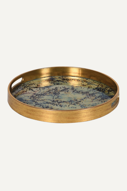 Vintage Blossom Round Gold Tray 001