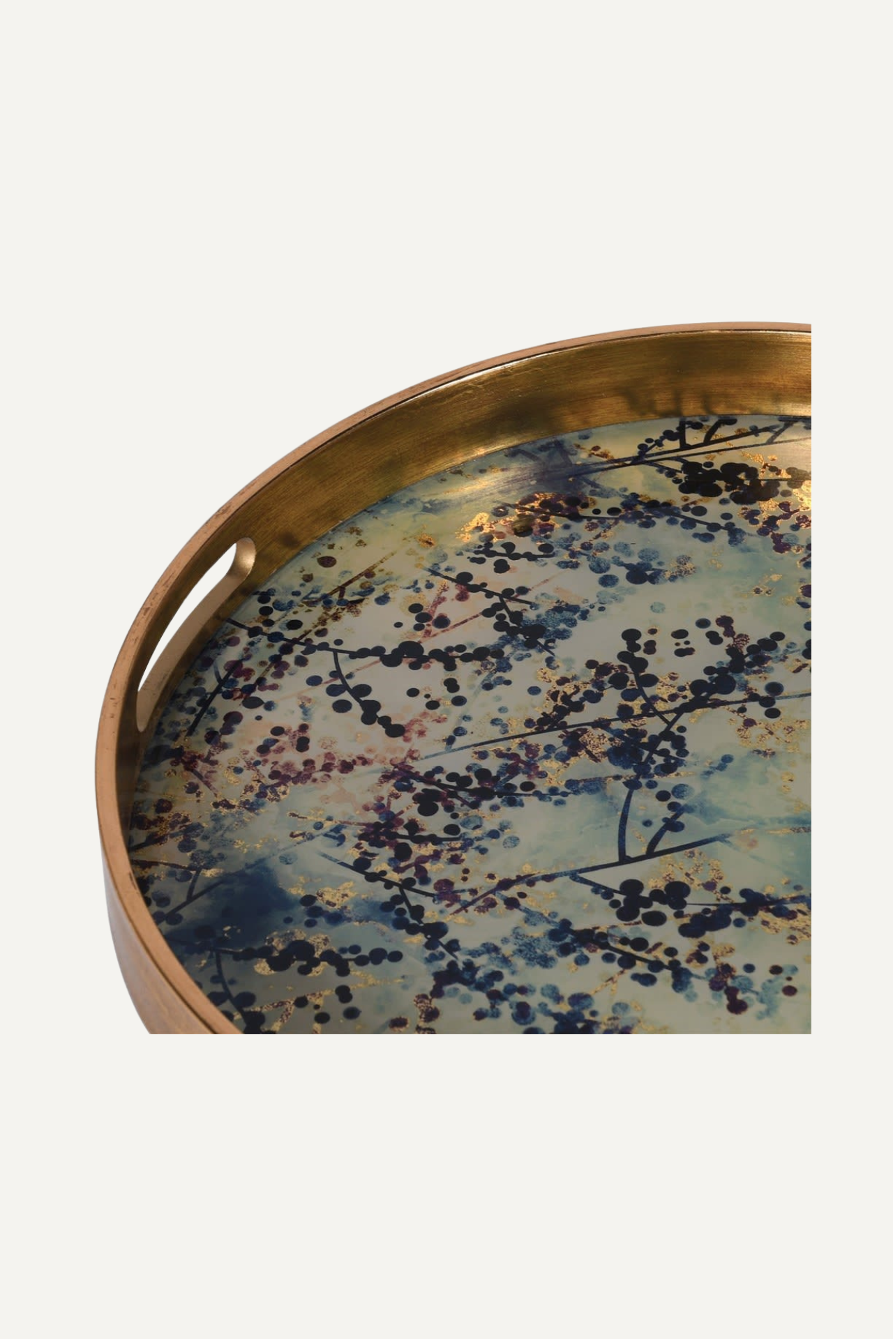 Vintage Blossom Round Gold Tray 002