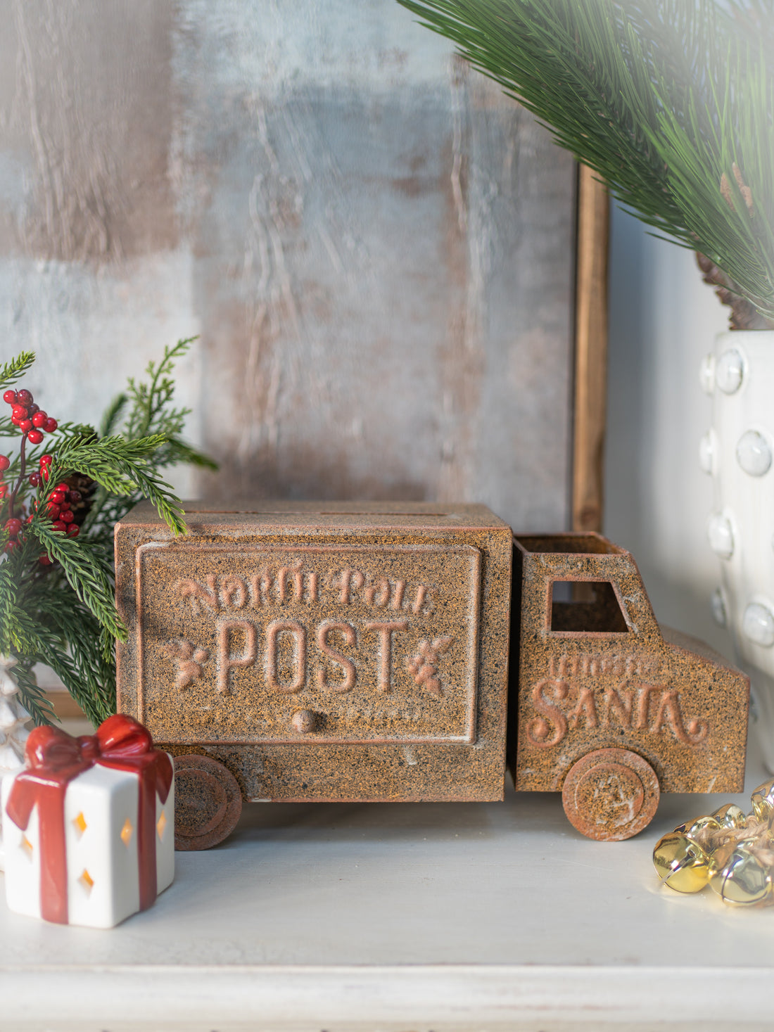 Decorative brown truck with &