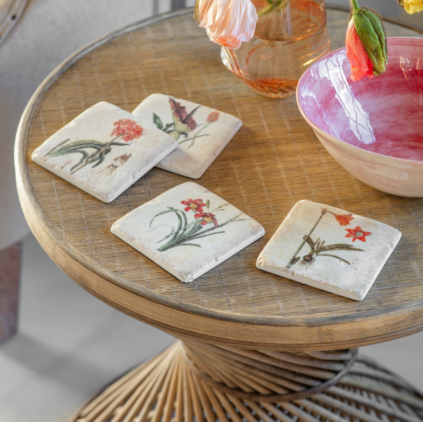 Vintage Floral Coasters | Set of 4